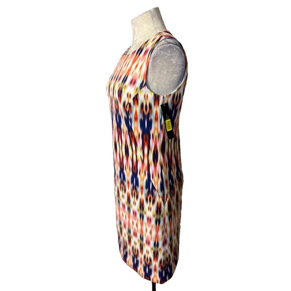 Tahari Sheath Dress 4 Ikat Colorful Stretch Sleeveless Career Church $128 NEW - Picture 5 of 9